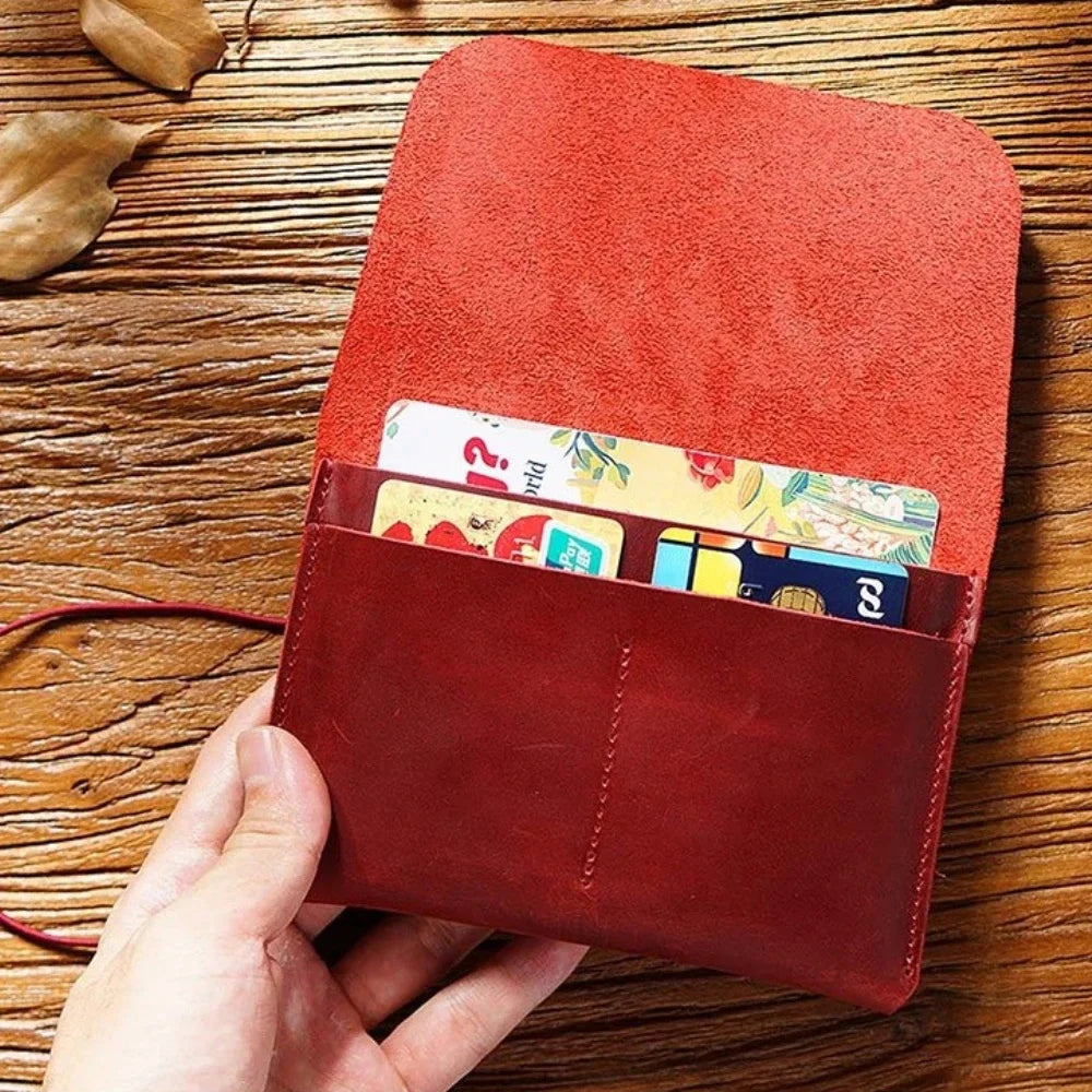 Genuine Leather Card Crazy Horse Cowhide Coin Purse Vintage Passport Bag Wallet