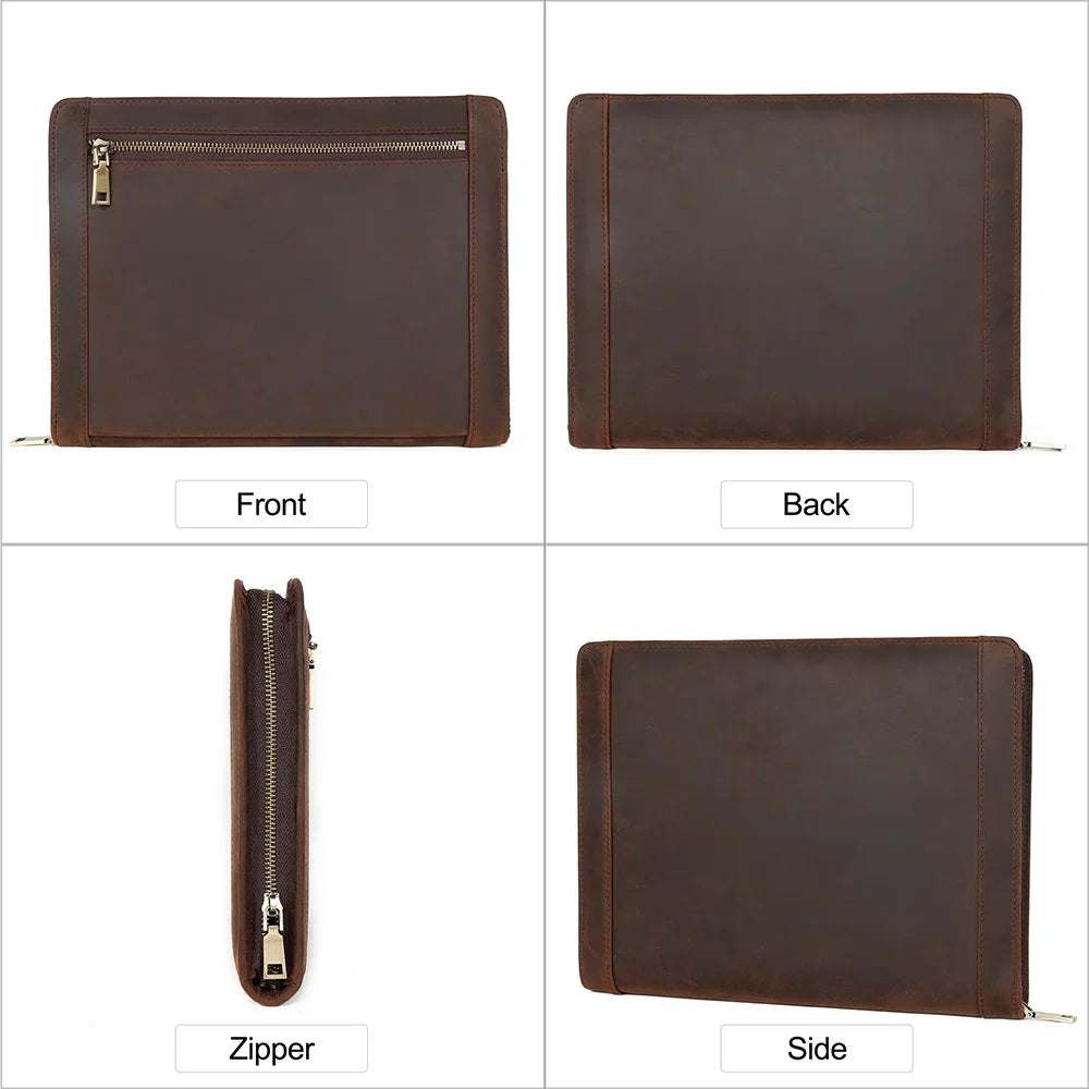 Genuine Leather Case for 9.7" 10.5" IPad Tablet Business Office Notebook Document Bag Folder Portfolio Organizer