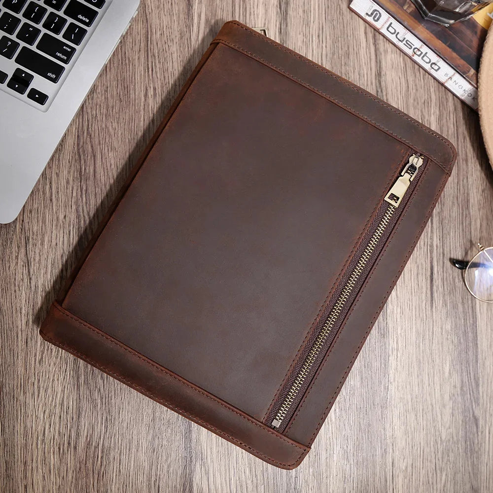 Genuine Leather Case for 9.7" 10.5" IPad Tablet Business Office Notebook Document Bag Folder Portfolio Organizer