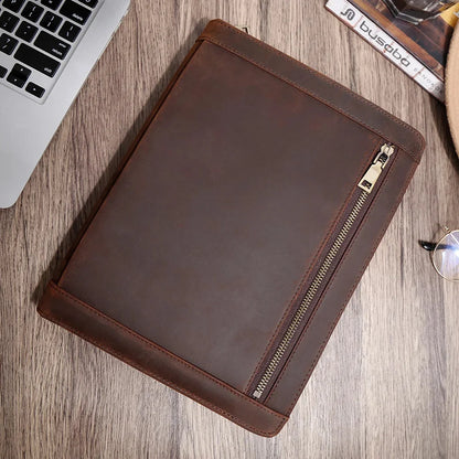 Genuine Leather Case for 9.7" 10.5" IPad Tablet Business Office Notebook Document Bag Folder Portfolio Organizer