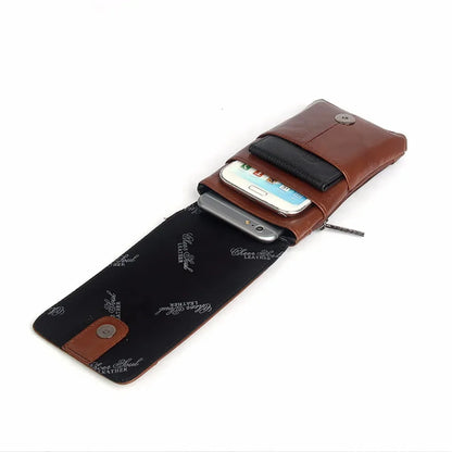 Genuine Leather Cell/Mobile Phone Case Cover Fanny Pack Belt Bags Hook Purse Pouch Hot Sale Casual Men Loops Bum Waist Hip Bag