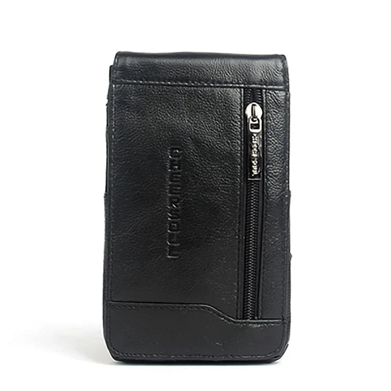 Genuine Leather Cell/Mobile Phone Case Cover Fanny Pack Belt Bags Hook Purse Pouch Hot Sale Casual Men Loops Bum Waist Hip Bag