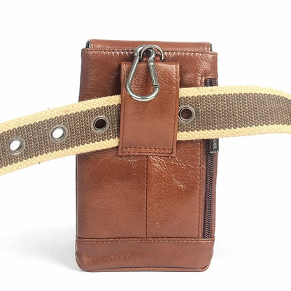 Genuine Leather Cell/Mobile Phone Case Cover Fanny Pack Belt Bags Hook Purse Pouch Hot Sale Casual Men Loops Bum Waist Hip Bag