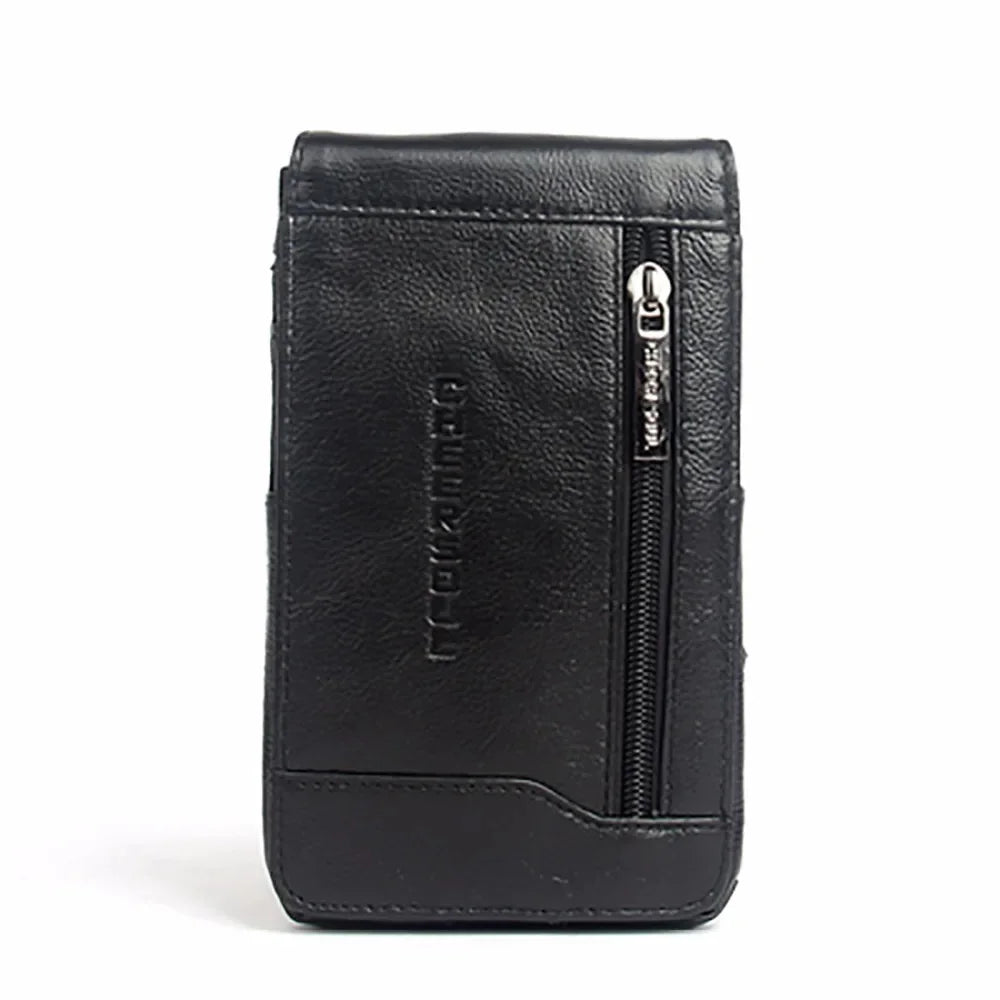 Genuine Leather Cell/Mobile Phone Case Cover Fanny Pack Belt Bags Hook Purse Pouch Hot Sale Casual Men Loops Bum Waist Hip Bag