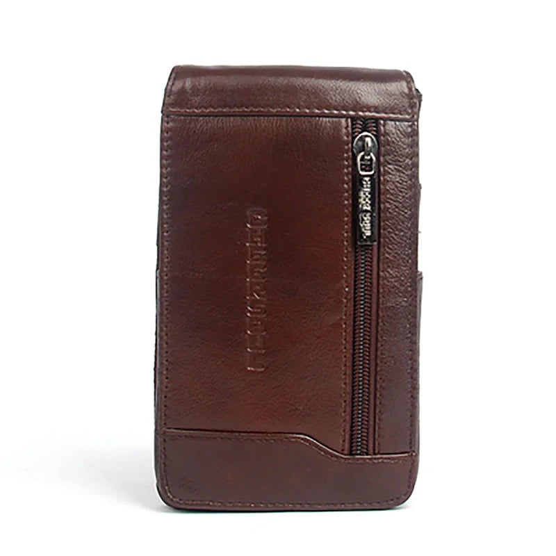 Genuine Leather Cell/Mobile Phone Case Cover Fanny Pack Belt Bags Hook Purse Pouch Hot Sale Casual Men Loops Bum Waist Hip Bag