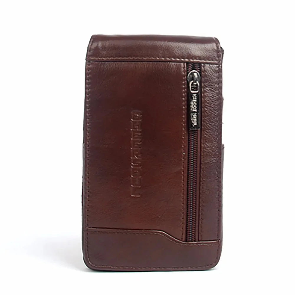 Genuine Leather Cell/Mobile Phone Case Cover Fanny Pack Belt Bags Hook Purse Pouch Hot Sale Casual Men Loops Bum Waist Hip Bag