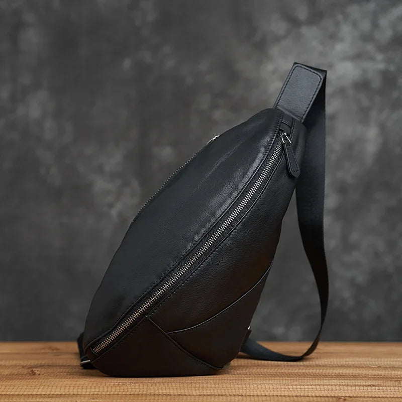 Genuine Leather Chest Messenger Shoulder Casual First Layer Cowhide Waist Trendy Men's Cross Bag Men