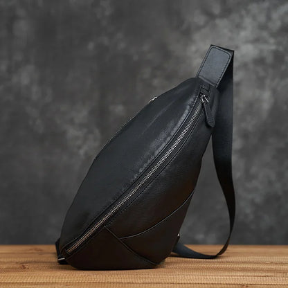 Genuine Leather Chest Messenger Shoulder Casual First Layer Cowhide Waist Trendy Men's Cross Bag Men
