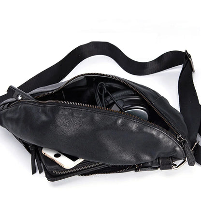 Genuine Leather Chest Messenger Shoulder Casual First Layer Cowhide Waist Trendy Men's Cross Bag Men