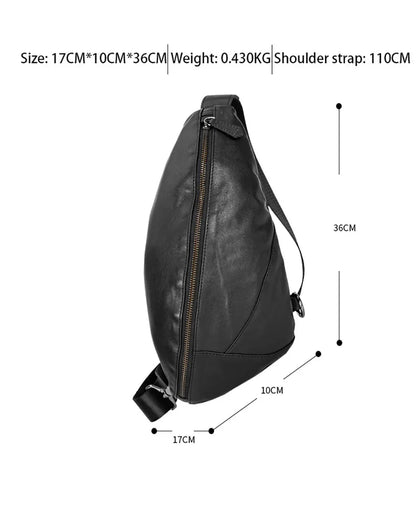 Genuine Leather Chest Messenger Shoulder Casual First Layer Cowhide Waist Trendy Men's Cross Bag Men