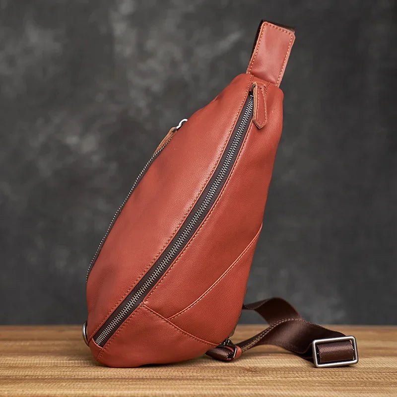 Genuine Leather Chest Messenger Shoulder Casual First Layer Cowhide Waist Trendy Men's Cross Bag Men