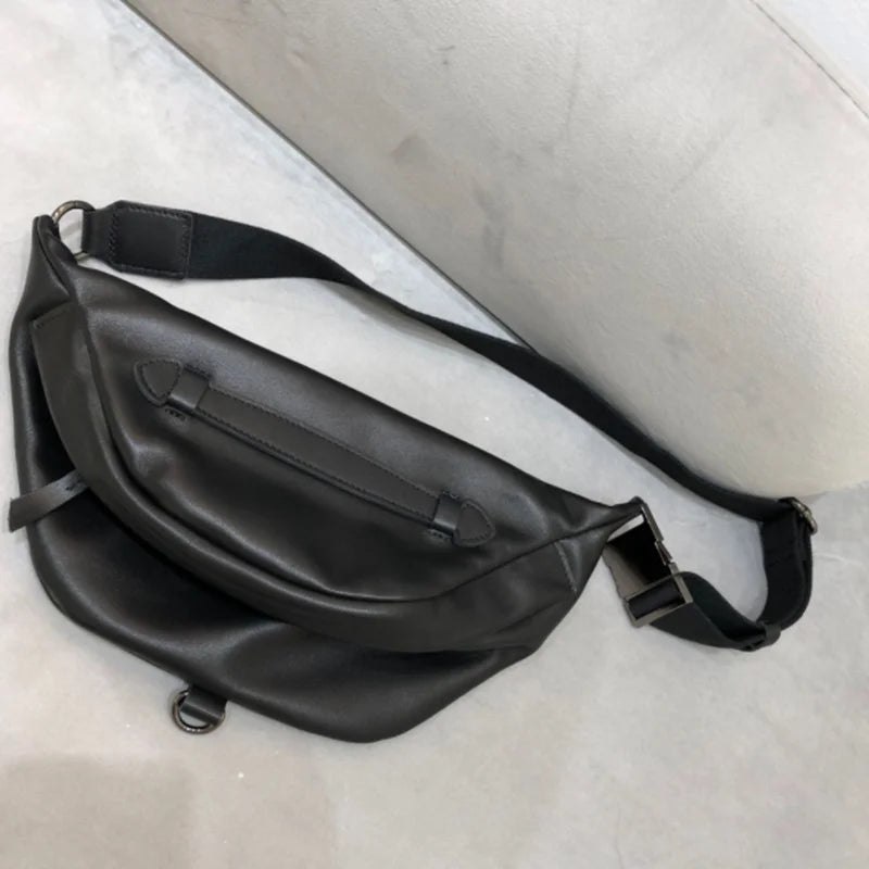 Genuine Leather Chest Shoulder Bag for Woman Cool Crossbody Packs High Quality Cowhide Female General Belt Saddle Shoulder Bags