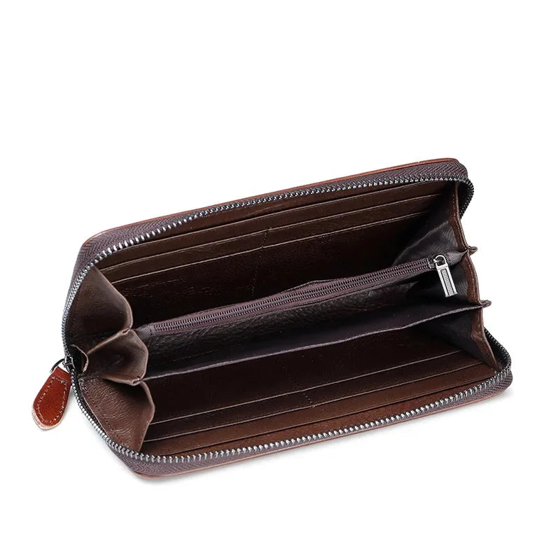 Genuine Leather Clutch Women Purse Deer Pattern High Quality Designer Brand Cards Holder Female Money Bag Zipper Long Wallets