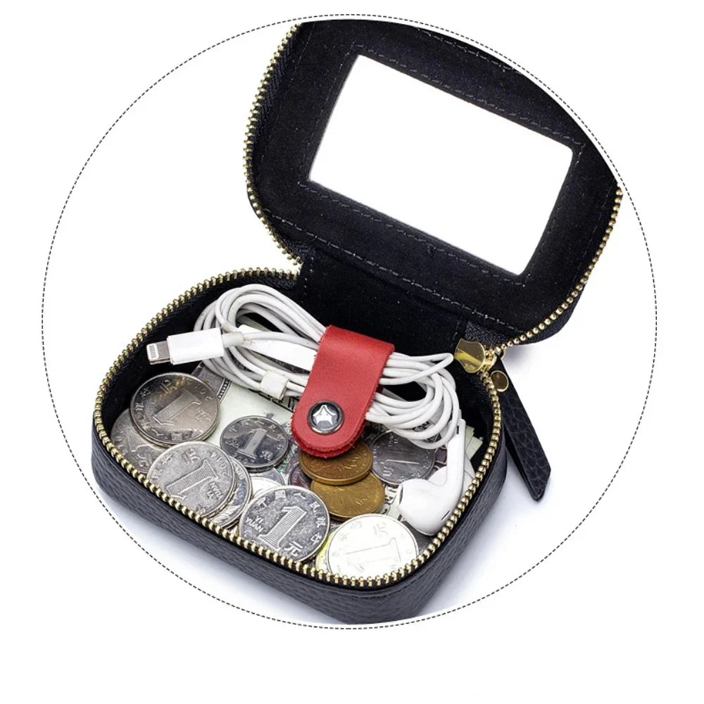 Genuine Leather Coin Purse Small Mini Cosmetic Lady Carries Lipstick Pack Multifunctional Storage Bag