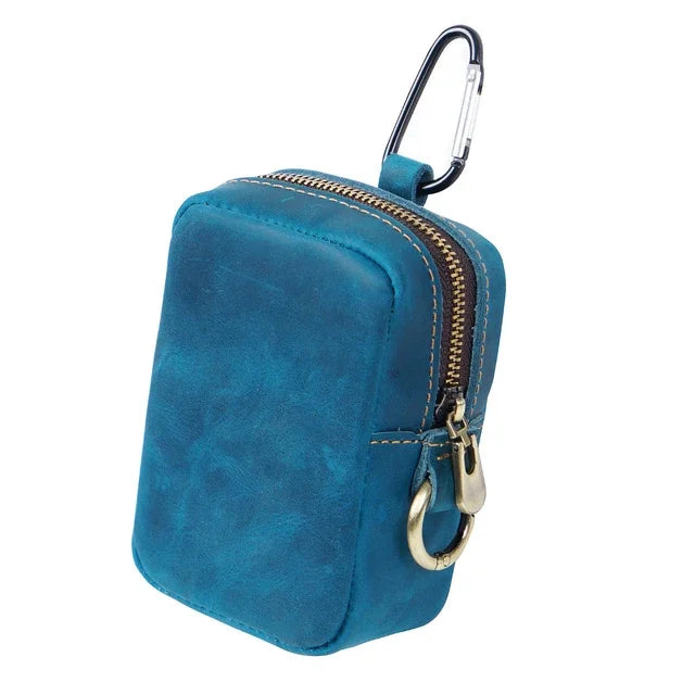 Genuine Leather Coin Storage Card Wearing A Belt Purse Crazy Horse Cowhide Mini Bag