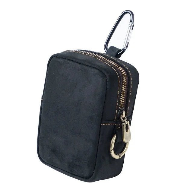 Genuine Leather Coin Storage Card Wearing A Belt Purse Crazy Horse Cowhide Mini Bag