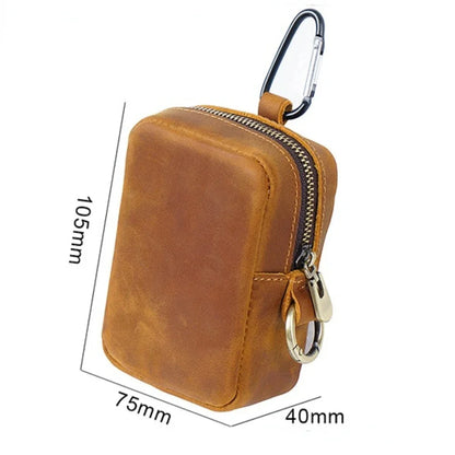 Genuine Leather Coin Storage Card Wearing A Belt Purse Crazy Horse Cowhide Mini Bag