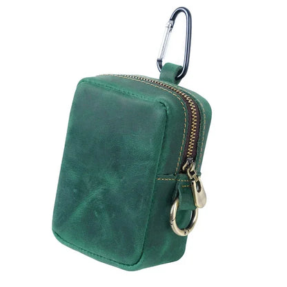 Genuine Leather Coin Storage Card Wearing A Belt Purse Crazy Horse Cowhide Mini Bag