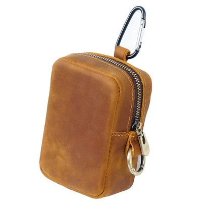 Genuine Leather Coin Storage Card Wearing A Belt Purse Crazy Horse Cowhide Mini Bag