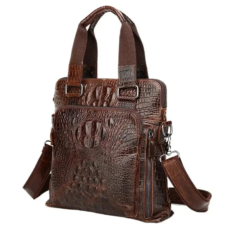 Genuine Leather Crocodile Pattern Men's Briefcase Business Cowhide Handbag Luxury Male Shoulder Messenger Bag Office File bag