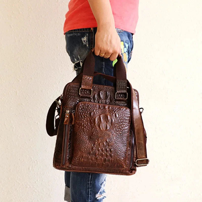 Genuine Leather Crocodile Pattern Men's Briefcase Business Cowhide Handbag Luxury Male Shoulder Messenger Bag Office File bag