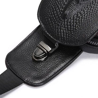 Genuine Leather Crocodile Pattern Men's Chest Luxury Crossbody Large Capacity Male Shoulder Vintage Sling Bag