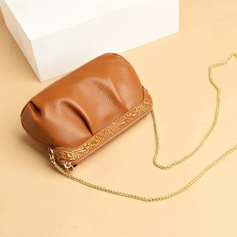 Genuine Leather Cross Body Bag Women Casual Cow Leather Woman's Handbag Fashion Girl Ladies Solid Shoulder Messenger Bags Clutch