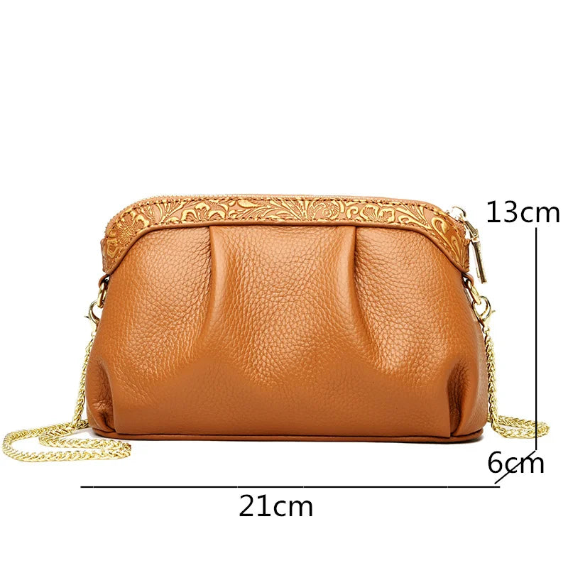 Genuine Leather Cross Body Bag Women Casual Cow Leather Woman's Handbag Fashion Girl Ladies Solid Shoulder Messenger Bags Clutch