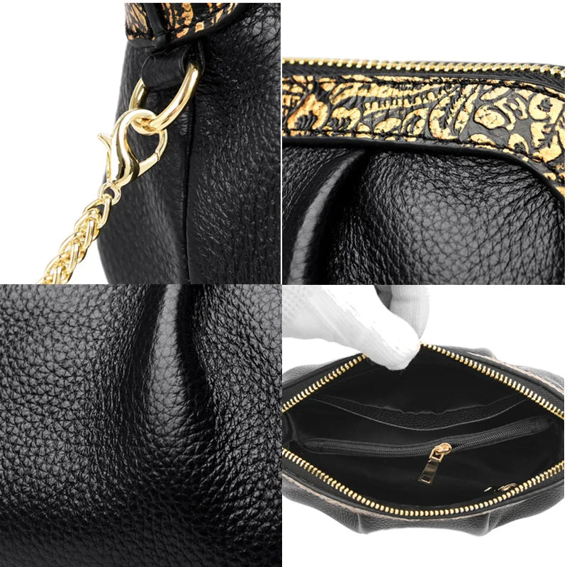 Genuine Leather Cross Body Bag Women Casual Cow Leather Woman's Handbag Fashion Girl Ladies Solid Shoulder Messenger Bags Clutch