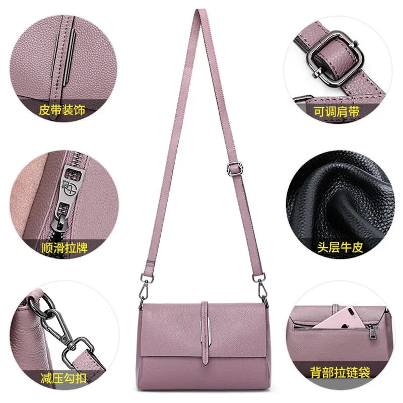Genuine Leather Crossbody Bag 2024 New Women's Leather Shoulder Soft Leather Small Bag Luxury Bag  Ladies Hand Bags