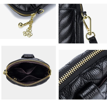 Genuine Leather Crossbody Bags for Women Designer Shoulder Bags Lady Girls Mini Zipper Handbags and Purse Bolsos Para Mujer