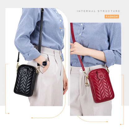 Genuine Leather Crossbody Bags for Women Designer Shoulder Bags Lady Girls Mini Zipper Handbags and Purse Bolsos Para Mujer