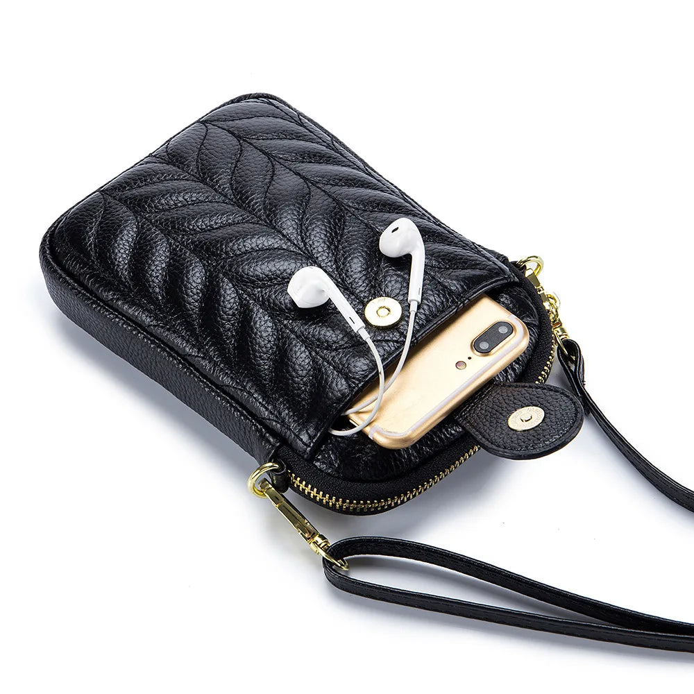 Genuine Leather Crossbody Bags for Women Designer Shoulder Bags Lady Girls Mini Zipper Handbags and Purse Bolsos Para Mujer