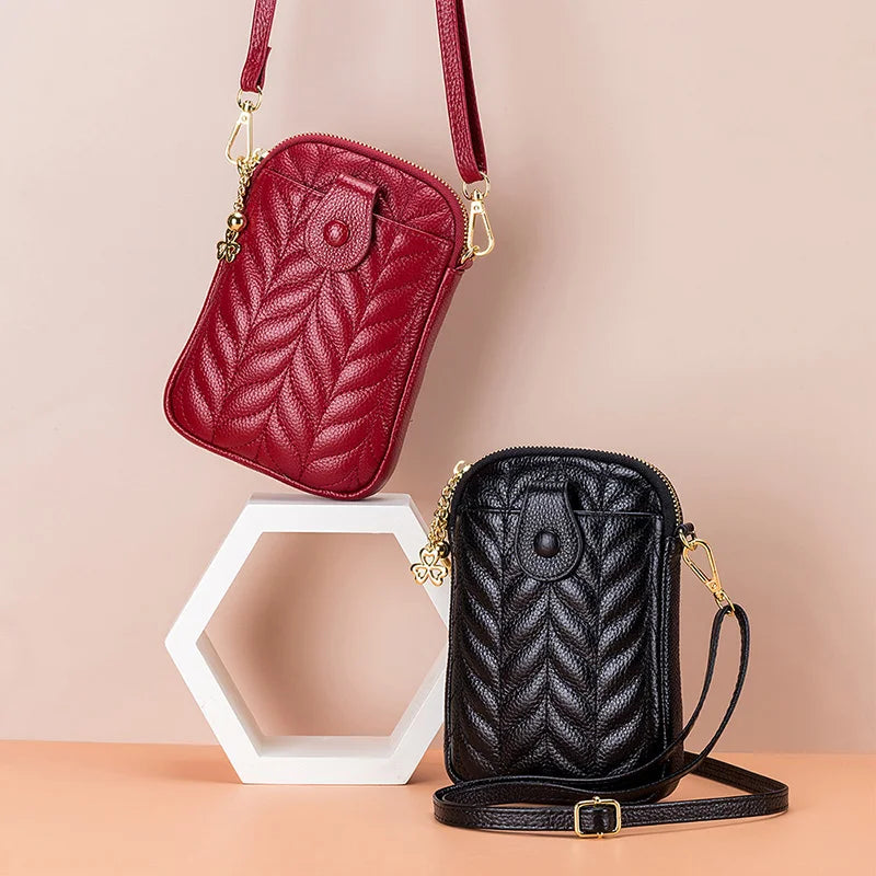 Genuine Leather Crossbody Bags for Women Designer Shoulder Bags Lady Girls Mini Zipper Handbags and Purse Bolsos Para Mujer