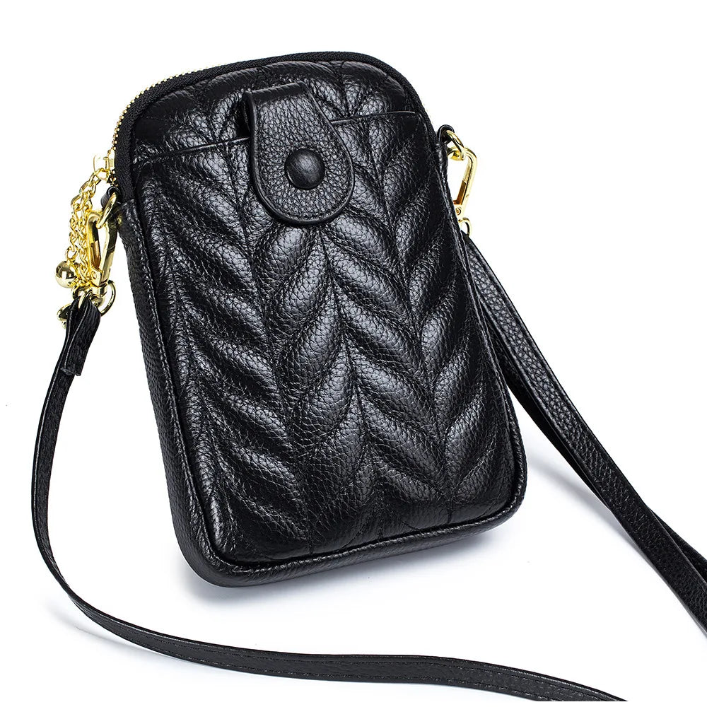 Genuine Leather Crossbody Bags for Women Designer Shoulder Bags Lady Girls Mini Zipper Handbags and Purse Bolsos Para Mujer