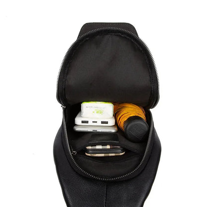 Genuine Leather Deer Head Men's Chest Large Capacity Crossbody Vintage Business Shoulder Cowhide Sling Bag