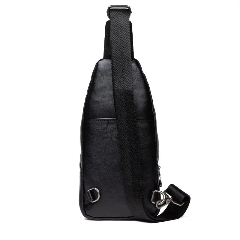 Genuine Leather Deer Head Men's Chest Large Capacity Crossbody Vintage Business Shoulder Cowhide Sling Bag