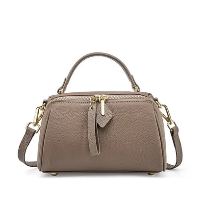 Genuine Leather Elegant Women's 2024 New Retro Simple Classic Boston Handbag Cowhide Crossbody Shoulder Bag