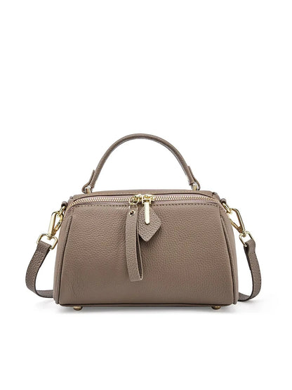 Genuine Leather Elegant Women's 2024 New Retro Simple Classic Boston Handbag Cowhide Crossbody Shoulder Bag