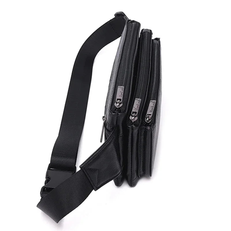 Genuine Leather Fanny Waist Hip Bum for Men Travel Casual Cell Phone Case Real Cowhide Purse Chest Pack Belt Bag
