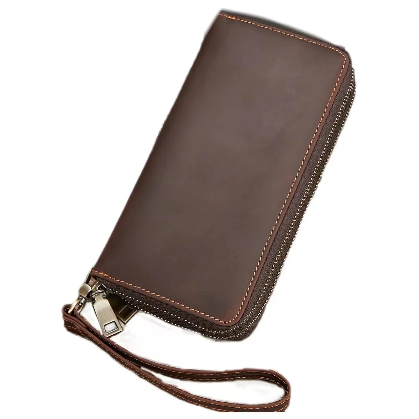 Genuine Leather For Men's Wallet Clutch Bag Card Holder Long Wallets Double Zipper Large Capacity Vintage Male Purses Fashion