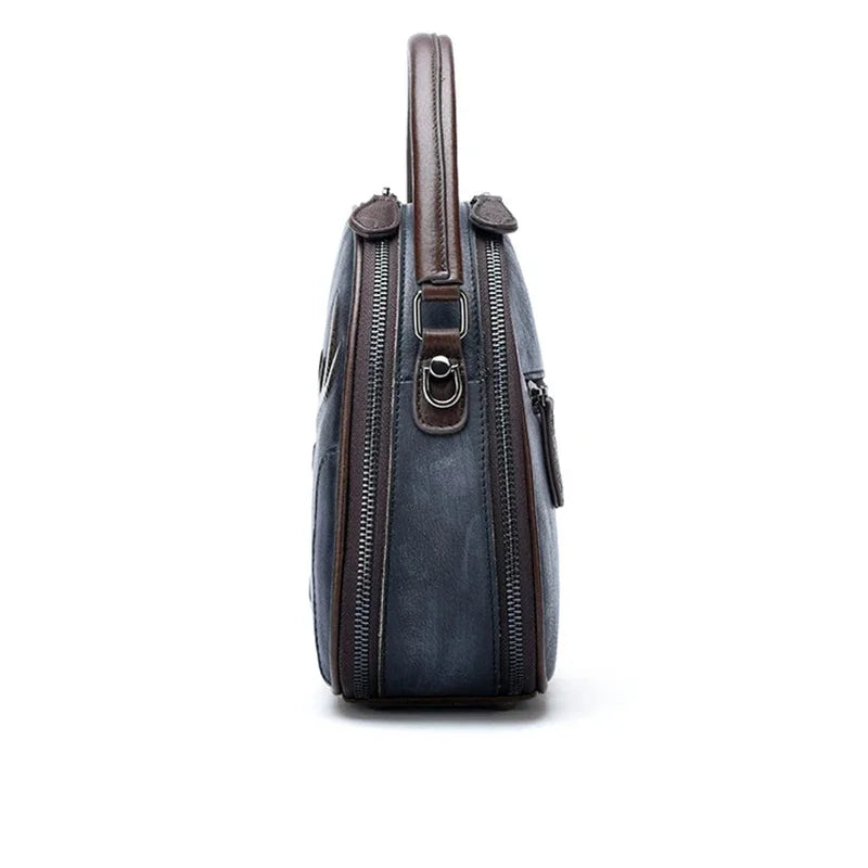 Genuine Leather Handbag Cross body Top Handle Bag For Women Deer Pattern Circular Retro Female Shoulder Tote Messenger Bags