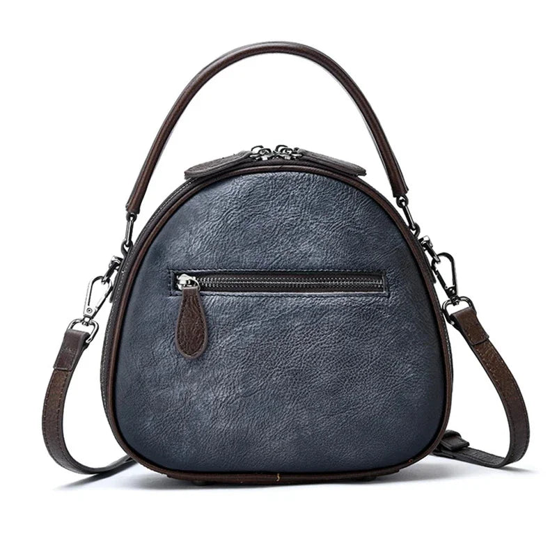 Genuine Leather Handbag Cross body Top Handle Bag For Women Deer Pattern Circular Retro Female Shoulder Tote Messenger Bags