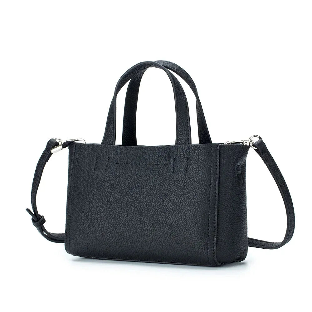 Genuine Leather Handbag Fashion Square Small Tote One Shoulder Diagonal Straddle Bag