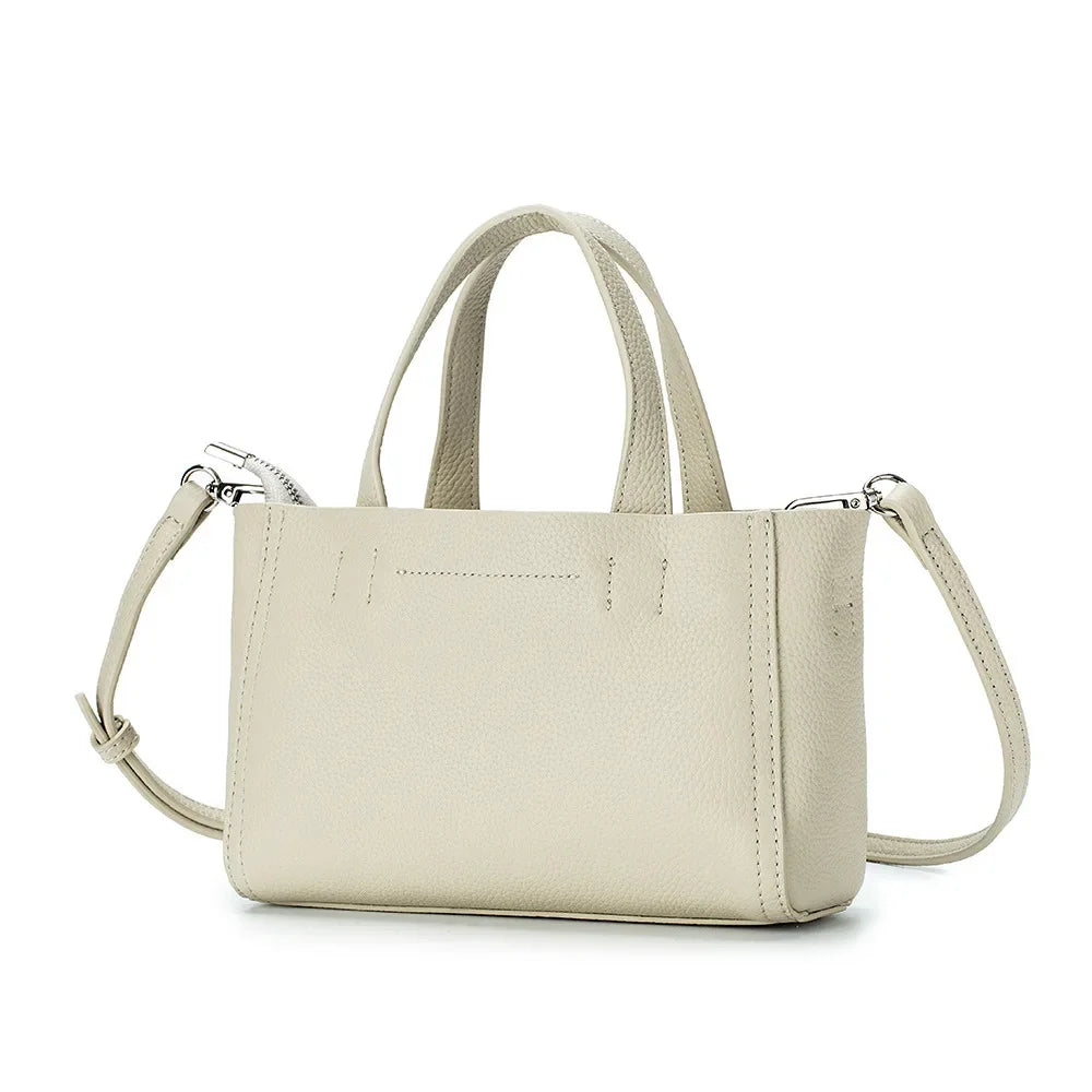 Genuine Leather Handbag Fashion Square Small Tote One Shoulder Diagonal Straddle Bag