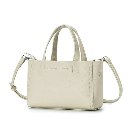 Genuine Leather Handbag Fashion Square Small Tote One Shoulder Diagonal Straddle Bag