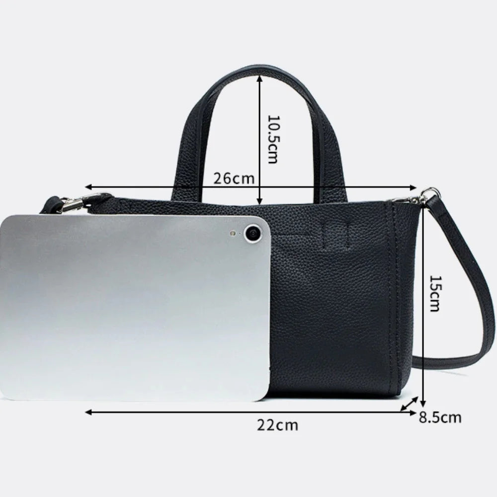 Genuine Leather Handbag Fashion Square Small Tote One Shoulder Diagonal Straddle Bag