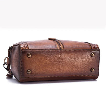 Genuine Leather Handbag Purse Women Shoulder Top Handle Bags Embossed Designer Female Real Cowhide Tote Cross body Messenger Bag