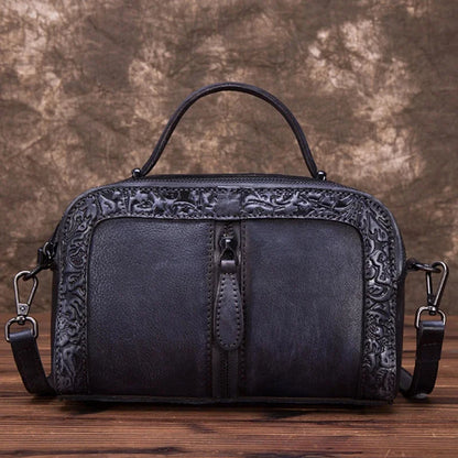 Genuine Leather Handbag Purse Women Shoulder Top Handle Bags Embossed Designer Female Real Cowhide Tote Cross body Messenger Bag