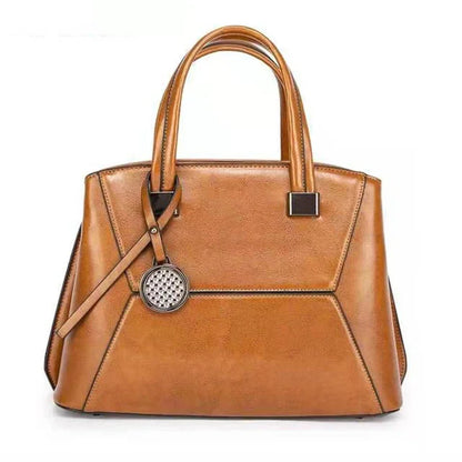 Genuine Leather Handbag Shoulder Cross Body Messenger Bag For Women Fashion Designer Female Oil Wax Purse Tote Top Handle Bags